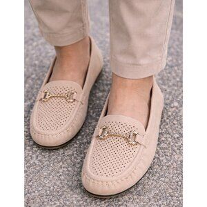 Comfort by Alexis Bendel Crystal Horsebit Loafers Womens Nude Blush Size 7 1/2